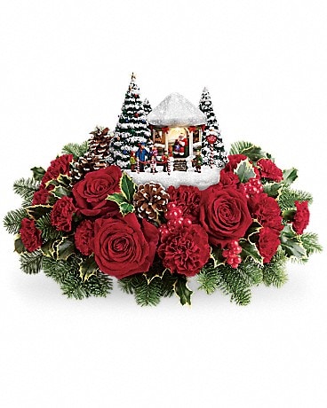 Thomas Kinkade's Visiting Santa Bouquet Flower Arrangement