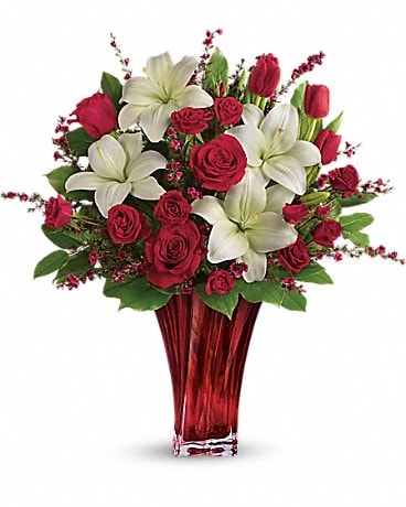 Red Hot Roses & Tulips Flower Arrangement in Blythewood, SC