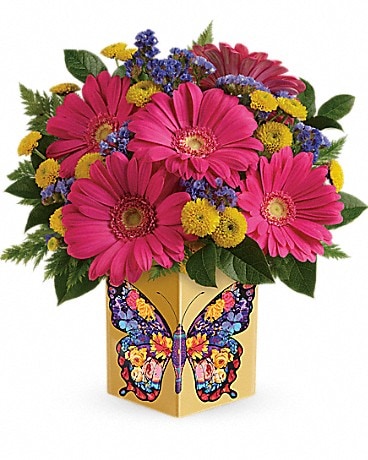 Teleflora's Butterfly & Blossoms Vase