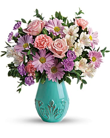 Teleflora's Blushing Aqua Bouquet Bouquet