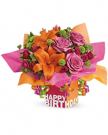 12 Roses (6 ,,I Love You + 6 Happy Birthday) by VIP Floral Designs