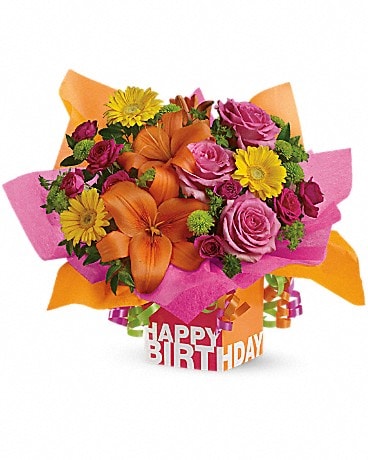 Green Greetings Happy Birthday Mini Rose Plant [pr65] - $34.99