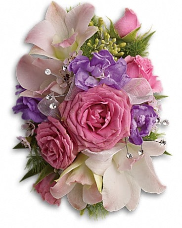 Pink Rose Wrist Corsage Atco Florist: Blue Violet Flowers