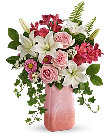 Teleflora S Pink N Peach Paradise Bouquet In Lewiston Me Val S Flower Boutique Inc