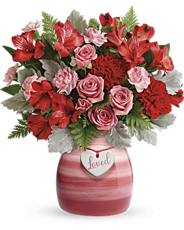 Red Hot Roses & Tulips Flower Arrangement in Redmond, OR - THE LADY BUG  FLOWER & GIFT SHOP