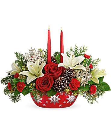 White Poinsettia Flower Arrangement, Winter Centerpiece