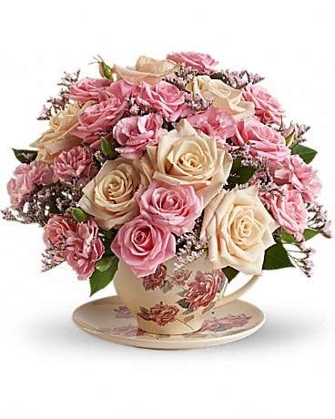 Victorian Teacup Bouquet Flower Arrangement