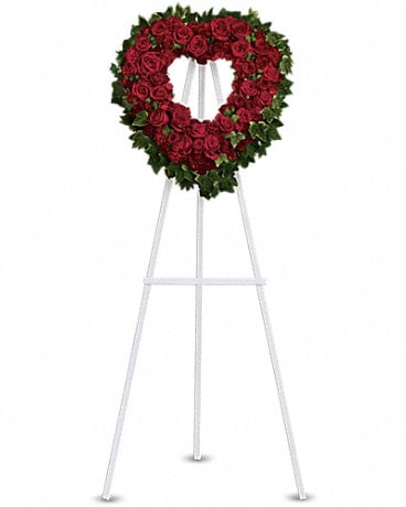 White Heart Wreath ith Dove and Red Rose Nest : Middleboro, MA Florist,  Wine & Gift Shop : Same Day Flower Delivery for all occasions