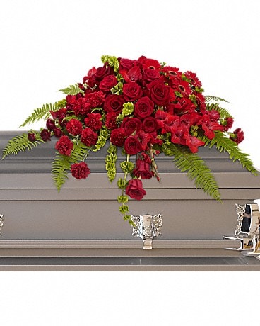 Red Rose Sanctuary Casket Spray Sympathy Arrangement