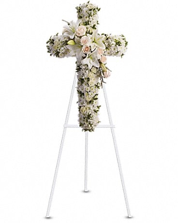 Modern All White Funeral Wreath in Cincinnati OH - Benken Florist Home and  Garden