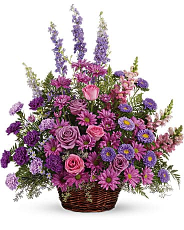 Gracious Lavender Basket Basket Arrangement