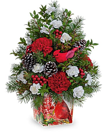 Teleflora's Cardinal In Flight Tree Bouquet