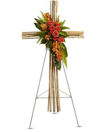 River Cane Cross Sympathy Arrangement