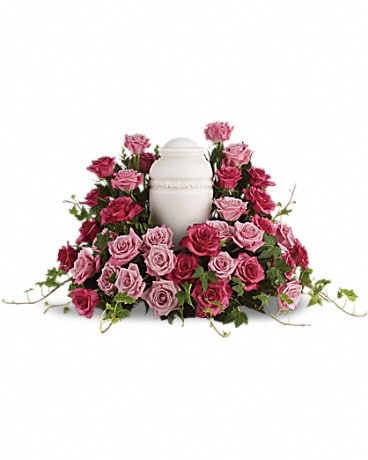 Bed of Pink Roses Sympathy Arrangement