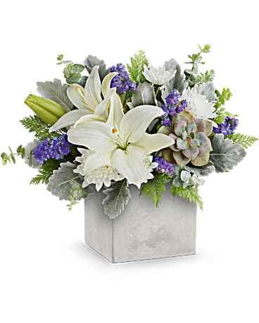 Unique White and Purple Flower Box Featuring Personalized Chocolate Numbers