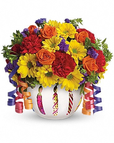 Happy Birthday Flower Bouquet in Celebrate Mug