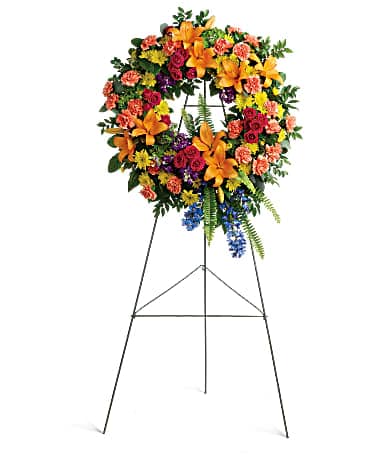 Colorful Serenity Wreath Sympathy Arrangement