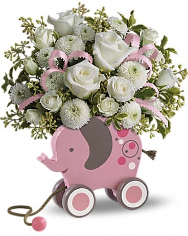 Flower arrangements for hot sale baby shower girl