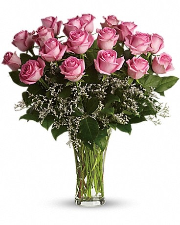 Make Me Blush - Dozen Long Stemmed Pink Roses Bouquet