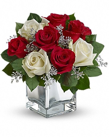 white and red rose bouquet