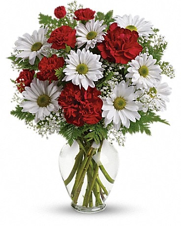 White Daisy and Rose Flower Centerpiece