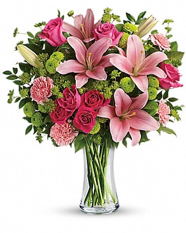 Sunset Lilies & Roses Flower Arrangement in Indiana, PA - Indiana Floral &  Flower Boutique