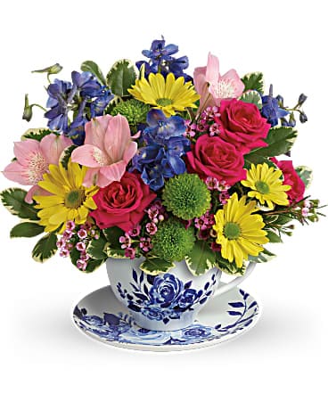 Teleflora's Dutch Garden Tea Cup Bouquet TEV57-8 Bouquet