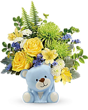 Teleflora's Joyful Blue Bear Bouquet Bouquet