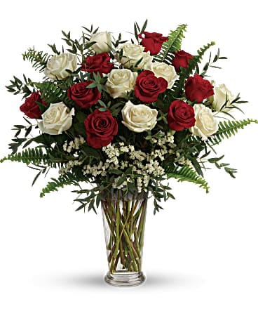 2 Dozen Red and White Rose Bouquet