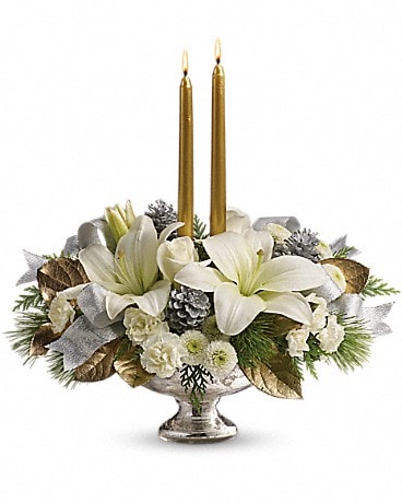 Teleflora's Silver And Gold Centerpiece 