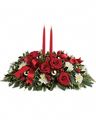 Holiday Shimmer Centerpiece Flower Arrangement