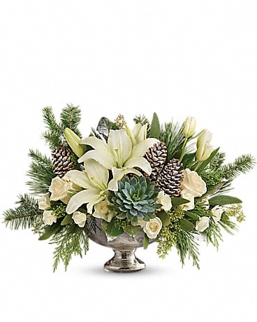 Winter Floral Arrangement, Winter Centerpiece, Magnolia