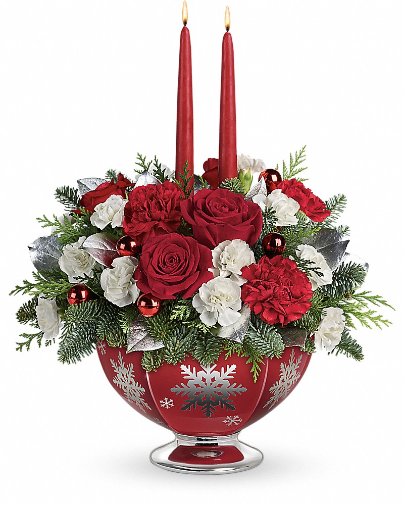 Silver and white christmas flower arrangements deals