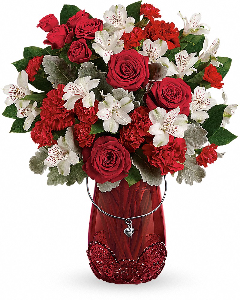Teleflora's Red Haute Bouquet(T18V100A) in Chicago IL - Soukal