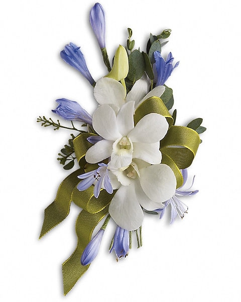 Blue and White Elegance Corsage in Baltimore MD