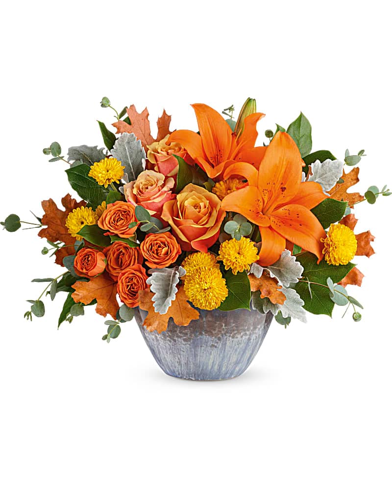 Teleflora's Golden Bounty Centerpiece in Freeport IL - Deininger