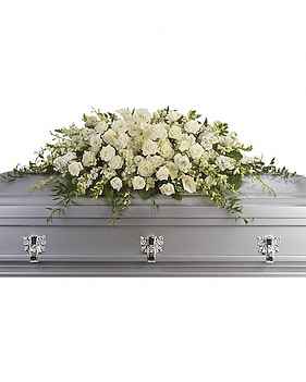 Purity and Peace Casket Spray Sympathy Arrangement