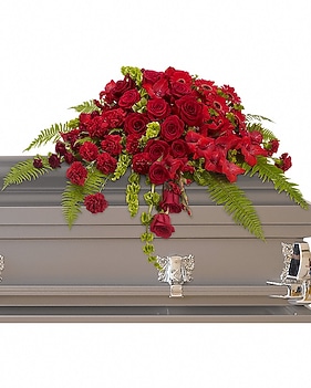 Red Rose Sanctuary Casket Spray Sympathy Arrangement