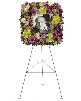 Mosaic of Memories Square Easel Wreath Sympathy Arrangement