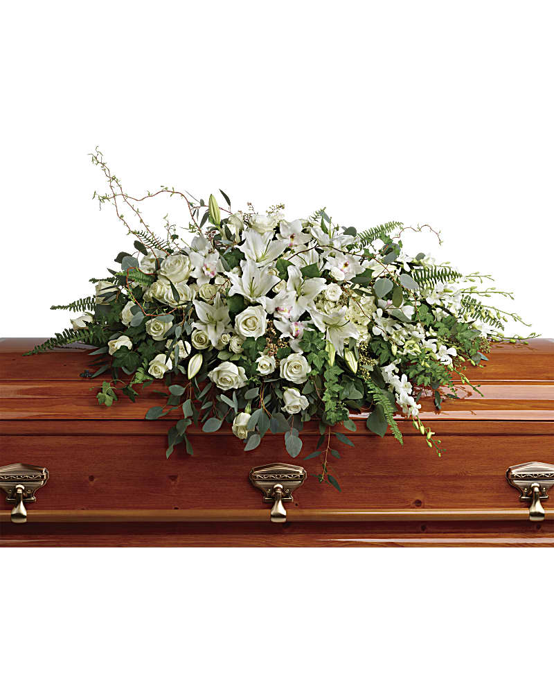 Grandest Glory Casket Spray(T281-2A) in Dallas TX - Petals & Stems