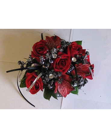 Red Glitter Rose Corsage