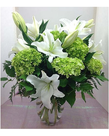 White Lilies and Green Hydrangea