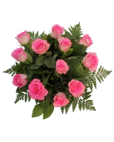 Pink Longstem Roses in Handtied Bouquet