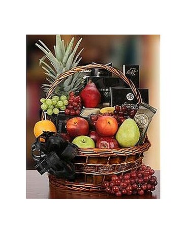 With Sympathy Fruit and Gourmet Basket