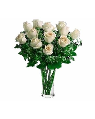 One Dozen Imported White Roses