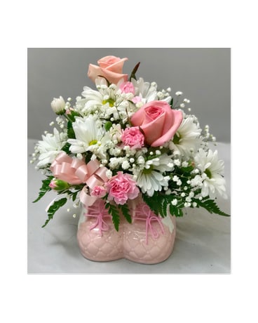 baby girl with flowers