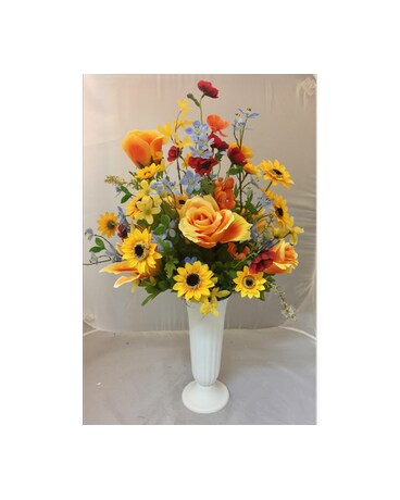 Yellow Floral Memorial Vase