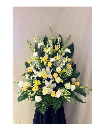 Yellow and white sympathy arrangement (BFS016)