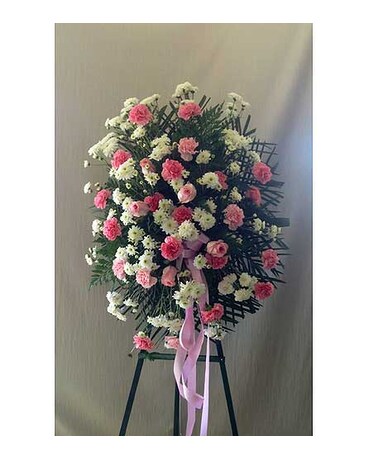 Pink and white spray on an easel (BFS023)