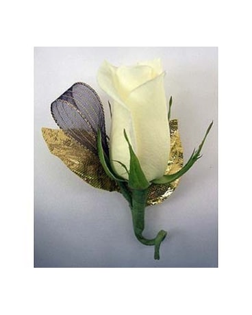 Single Rose Boutonniere - White